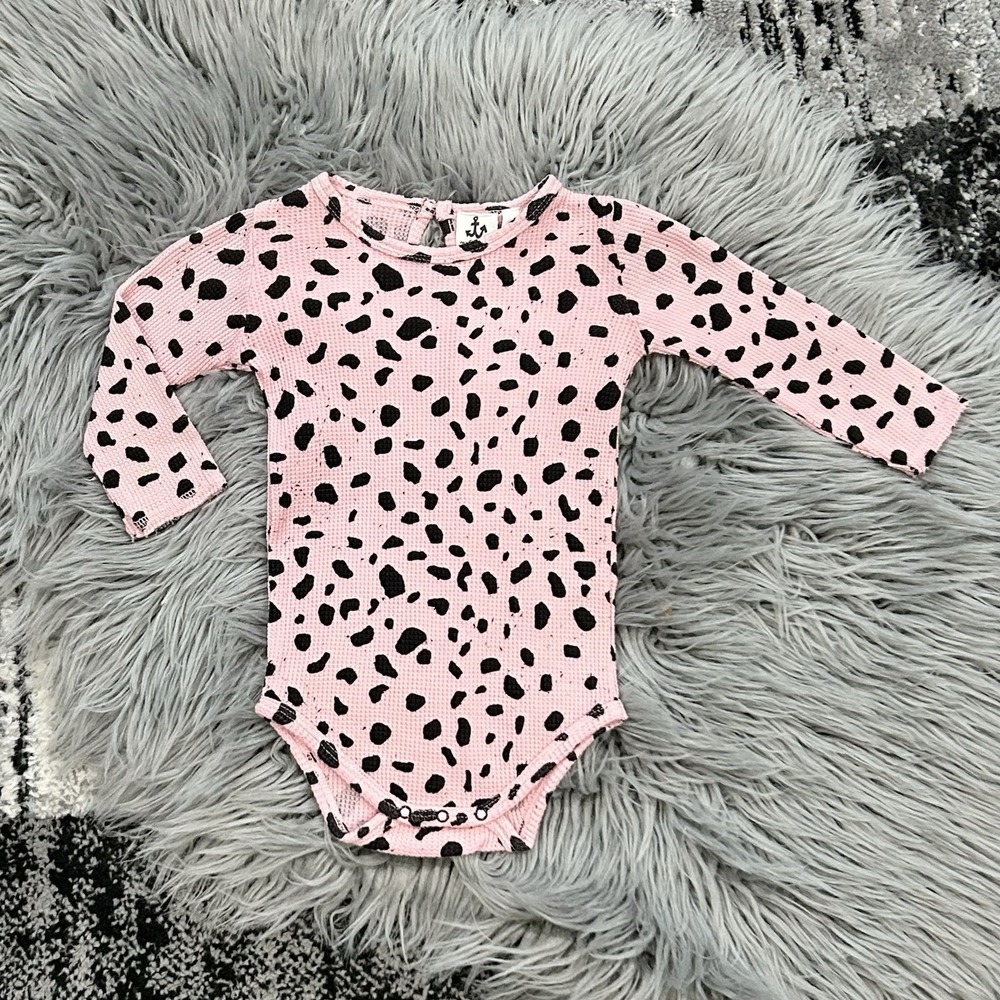Noé & Zoë Pink Spotted‎ Blossom Mash Waffle Bodysuit Size 3-6month NWT